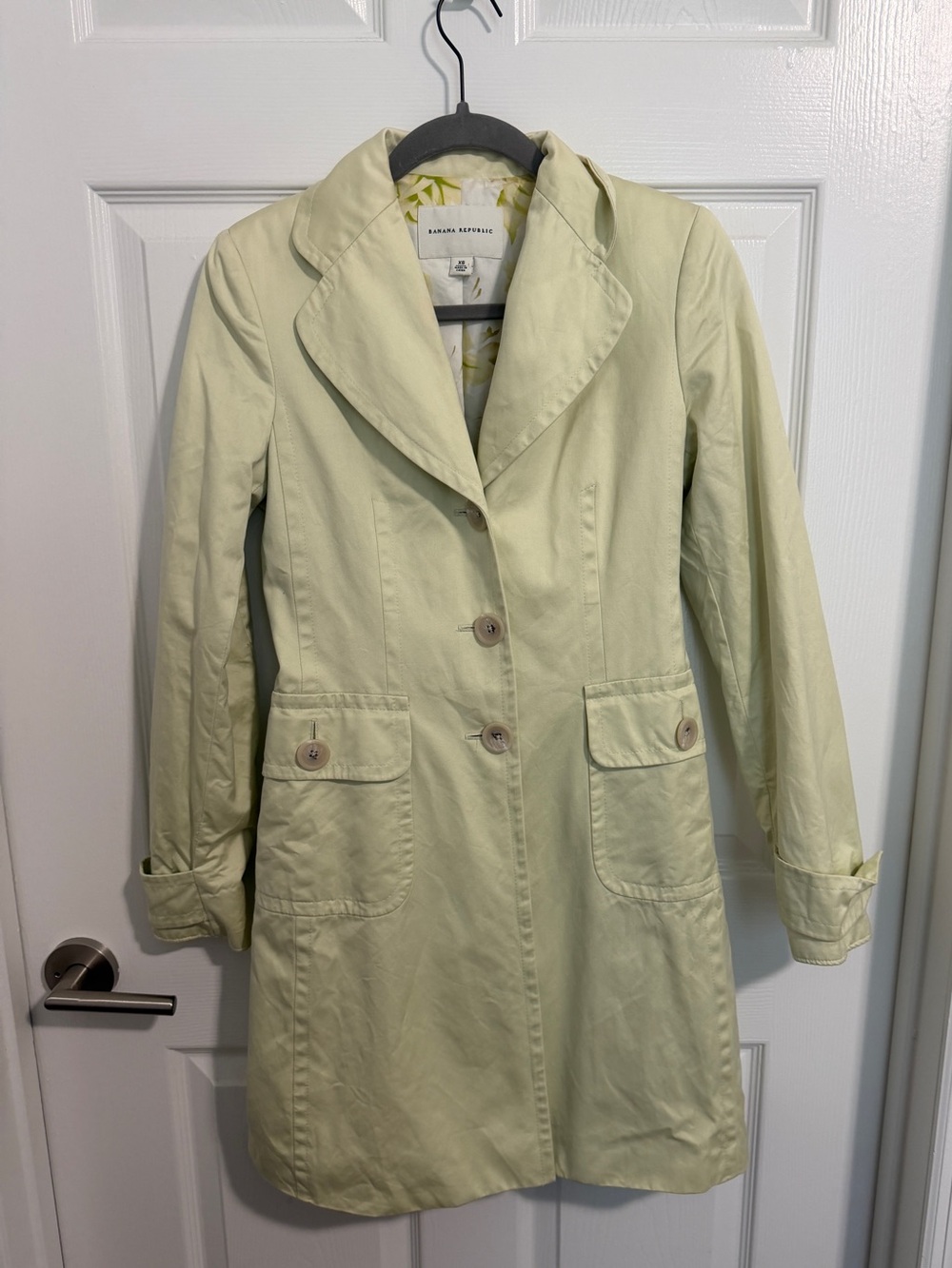 Vintage Y2K Banana Republic Spring 2004 Cotton Trench Coat Floral Lined XS